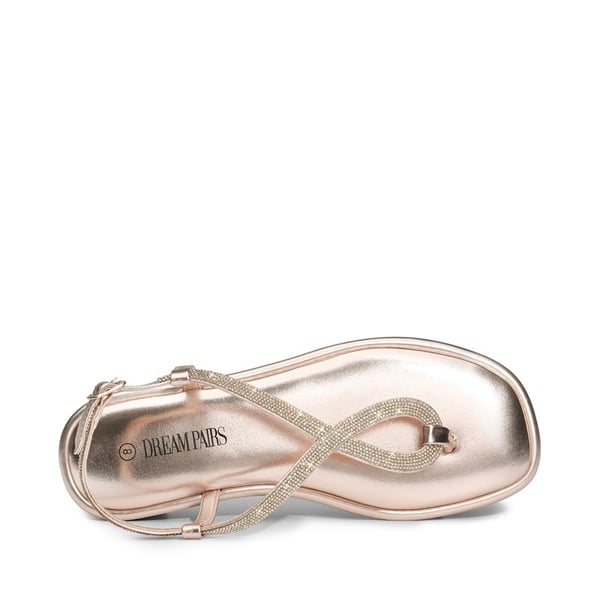 Ankle Strap Rhinestone Flat Sandals - CHAMPAGNE - 3